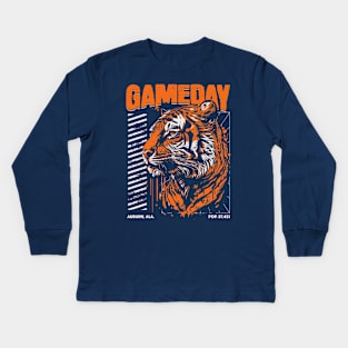 Vintage Gameday Tiger // Navy and Orange Awesome Tiger // Football Game Day Kids Long Sleeve T-Shirt